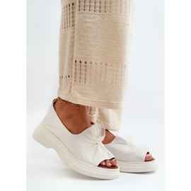Zazoo 2939 Sandales en cuir avec nœud pour femme, blanc 2