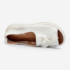 Zazoo 2939 Sandales en cuir avec nœud pour femme, blanc 1