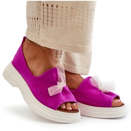 Zazoo 2939 Sandales pour femmes en daim avec nœud, fuchsia rose 8