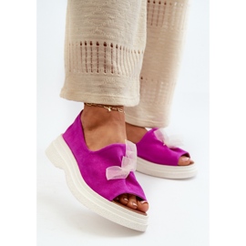 Zazoo 2939 Sandales pour femmes en daim avec nœud, fuchsia rose 3