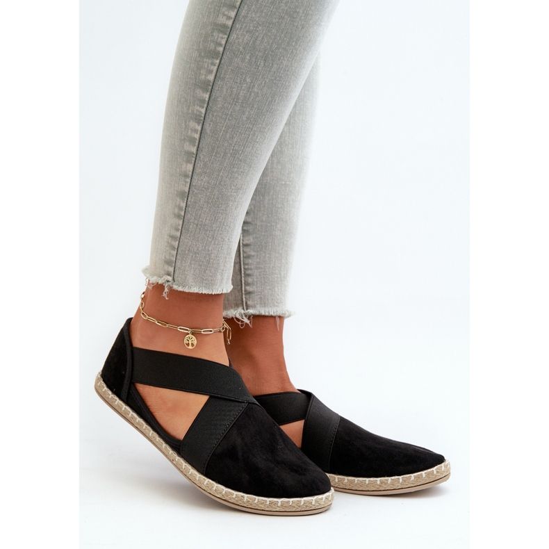 Espadrilles Femme À Bretelles Élastiques Eco Daim Noir Phaedrana 1