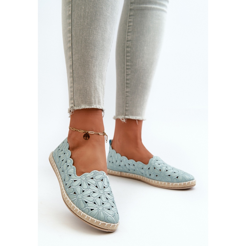 Ballerines à enfiler à fleurs Vennice pour femmes de coloris bleu 2