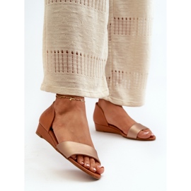 Sandales en Cuir Maciejka 1971-68 Marron et Doré d'or 2