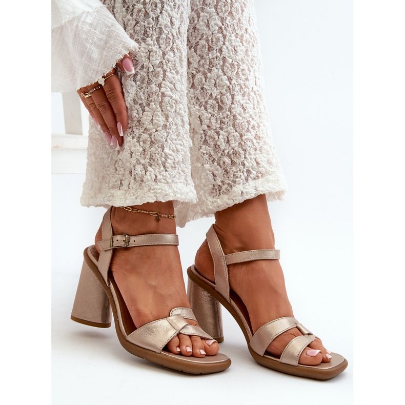 Sandales en Cuir à Talon Haut Maciejka 06029-25 Doré d'or 1