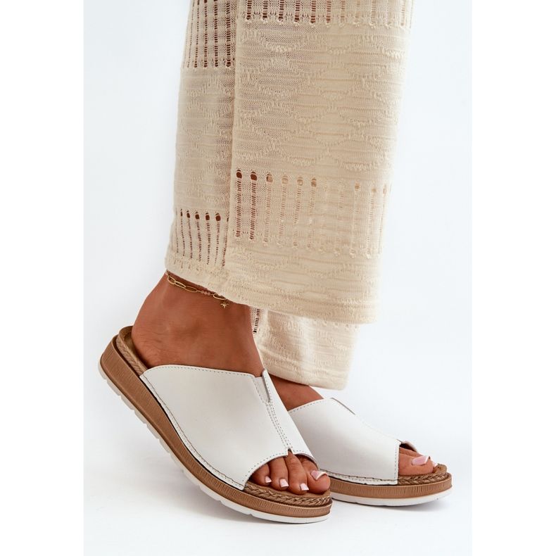 Tongs confortables pour femmes en cuir écologique Inblu GS0003I1 Blanc 2