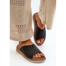 Tongs confortables pour femmes en cuir écologique Inblu GS0003I1 noir 1