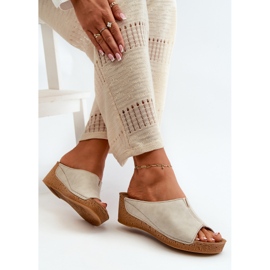 Tongs compensées confortables pour femmes Inblu NG000002 Beige 8