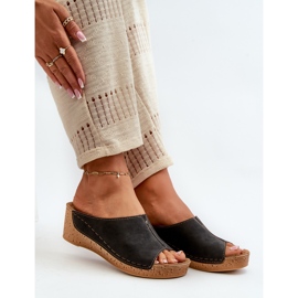 Tongs compensées confortables pour femmes Inblu NG000002 noir le noir 8