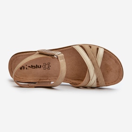 Sandales Femme Confortables et Légères à Velcro Inblu CN000041 Beige et Doré 1