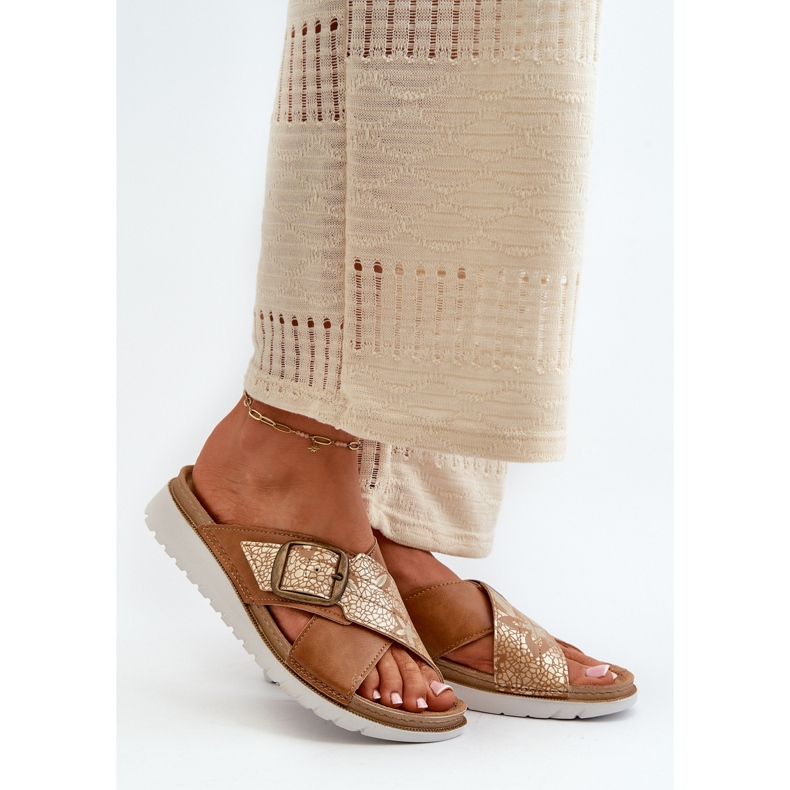 Tongs confortables pour femmes avec boucle Inblu CN000032 Camel brun 2