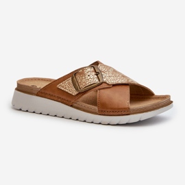 Tongs confortables pour femmes avec boucle Inblu CN000032 Camel brun 4