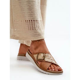 Tongs confortables pour femmes avec boucle Inblu CN000032 Camel brun 6