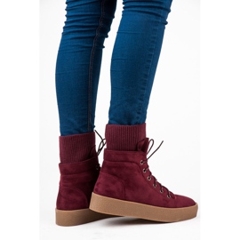 Ideal Shoes Bottes Creepers bordeaux rouge 2