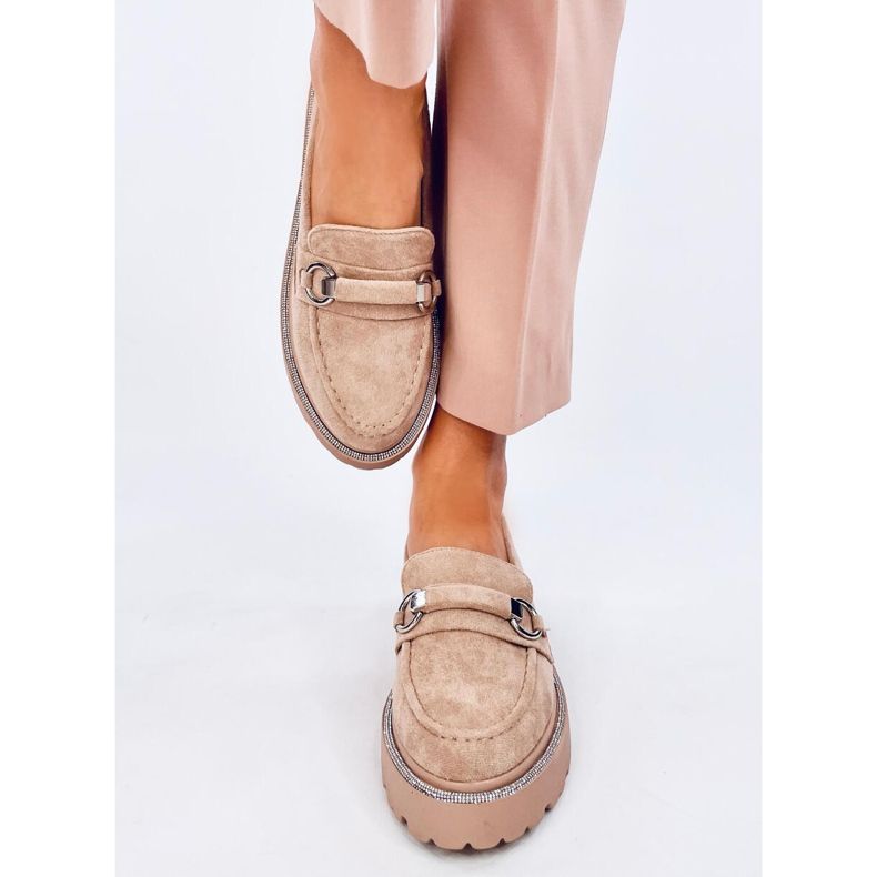 Mocassins à semelle haute en daim kaki Sheady beige 1