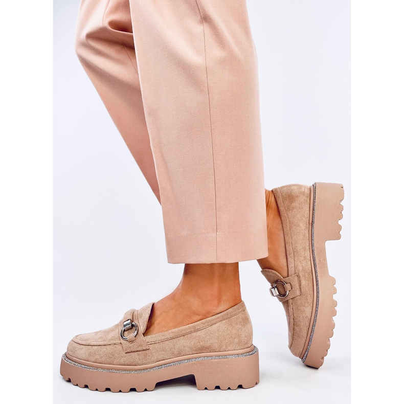 Mocassins à semelle haute en daim kaki Sheady beige 2