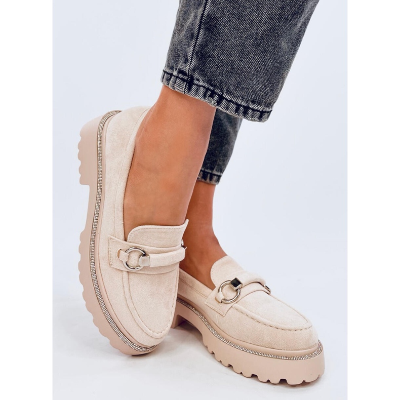 Mocassins à semelle haute en daim beige Sheady 2