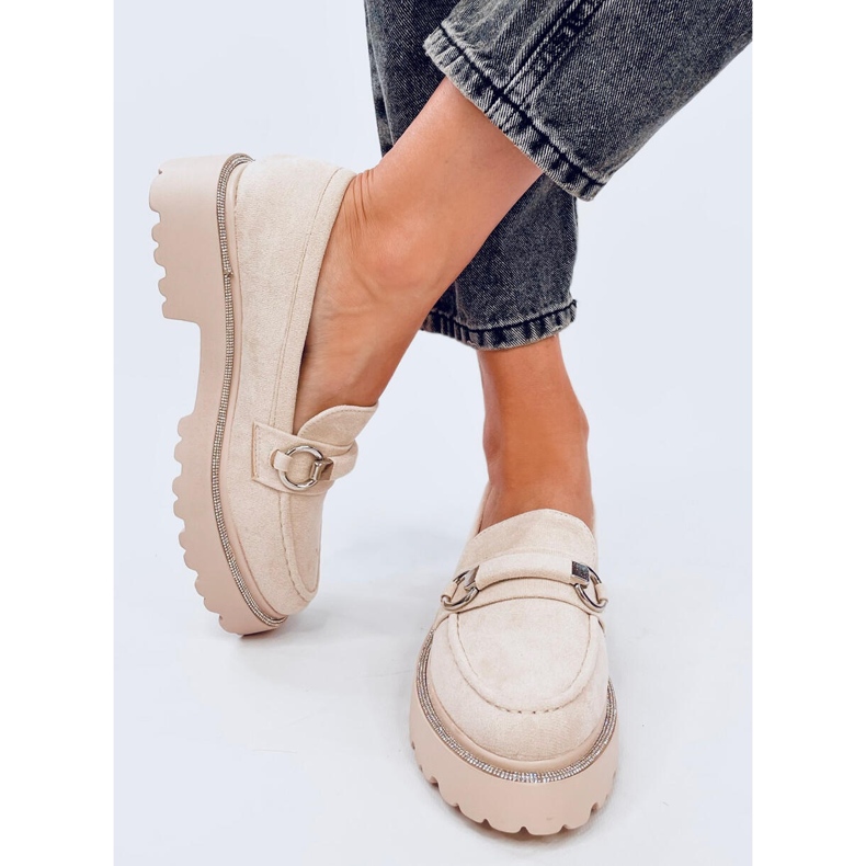 Mocassins à semelle haute en daim beige Sheady 1