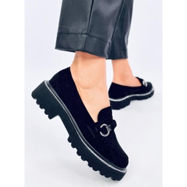 Sheady Mocassins en daim noir à semelle haute le noir 4