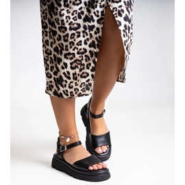 Sandales noires en éco-cuir avec compensées Milesia le noir 1