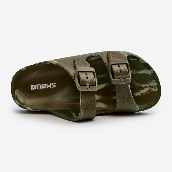 Tongs légères en mousse pour garçon avec boucles, vert foncé, Adirnaca 2