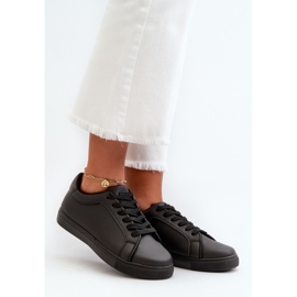 Chaussures de sport basses Diunna noires pour femmes en cuir écologique 1