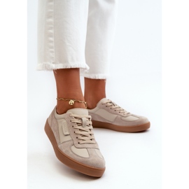 Baskets en cuir pour femmes gris et beige Vinceza 7333 2 Baskets en cuir pour femmes gris et beige Vinceza 7333 2