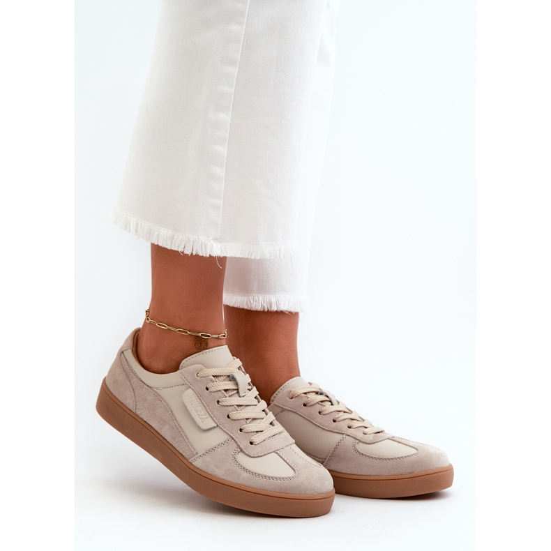 Baskets en cuir pour femmes gris et beige Vinceza 7333 1 Baskets en cuir pour femmes gris et beige Vinceza 7333 1