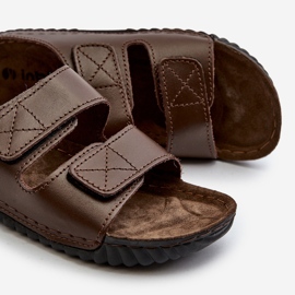 Tongs confortables pour hommes avec sangles velcro Inblu FM00001U marron foncé brun 2