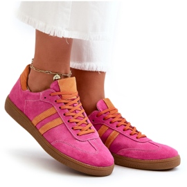 Baskets Basses Femme Zazoo N1068 Daim Fuchsia rose 8