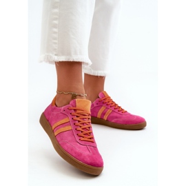 Baskets Basses Femme Zazoo N1068 Daim Fuchsia rose 2