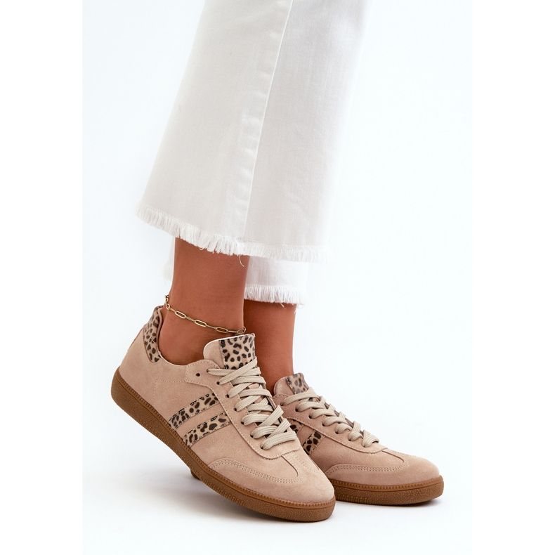 Zazoo N1068 Baskets basses en daim pour femme Beige 1