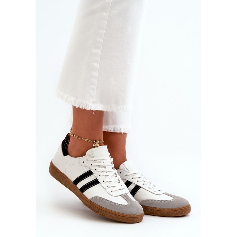 Zazoo N1068 Baskets basses en cuir pour femme Blanc 1