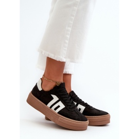 Zazoo N1095S2 Baskets en cuir pour femme sur plateforme Noir 1