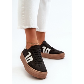 Zazoo N1095S2 Baskets en cuir pour femme sur plateforme Noir 2