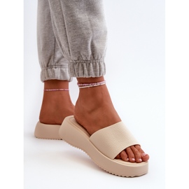 Tongs Pour Femmes Sur Plateforme Et Compensée, Vimarils Beige Clair 5