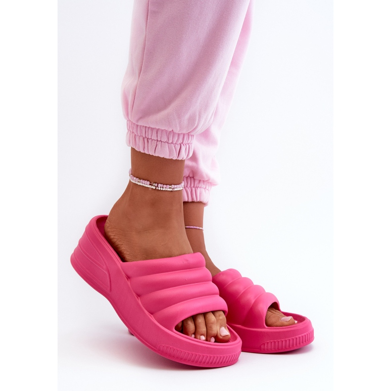 Tongs légères en mousse pour femme, compensées et plateforme, Fuchsia Tendrea rose 1