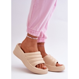 Tongs légères en mousse pour femme, à semelle compensée et plateforme, beige Tendrea 1