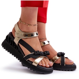 S.Barski Sandales Femme Avec Noeud D&amp;A CR956 Doré d'or 4