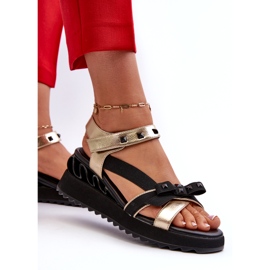 S.Barski Sandales Femme Avec Noeud D&amp;A CR956 Doré d'or 3