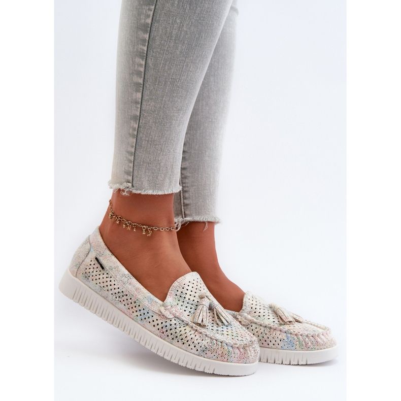 Mocassins ajourés pour femmes en cuir écologique Tinami multicolore 1