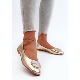 Ballerines pour femmes en cuir écologique avec décoration dorée Edoslli 2