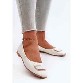 Ballerines pour femmes en cuir écologique avec décoration, blanc Edoslli 2