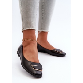 Ballerines Pour Femmes En Cuir Écologique Avec Décoration Noir Edoslli 2