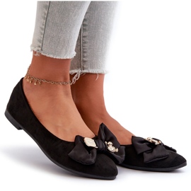 Ballerines Femme En Daim Eco Avec Noeud Et Broche Noir Satris le noir 8