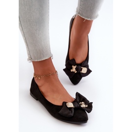 Ballerines Femme En Daim Eco Avec Noeud Et Broche Noir Satris le noir 4
