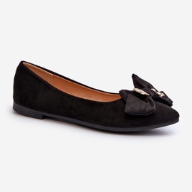 Ballerines Femme En Daim Eco Avec Noeud Et Broche Noir Satris le noir 3