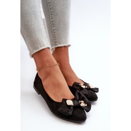 Ballerines Femme En Daim Eco Avec Noeud Et Broche Noir Satris le noir 6