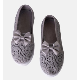 Ballerines enfant Bubby ajourées grises 1
