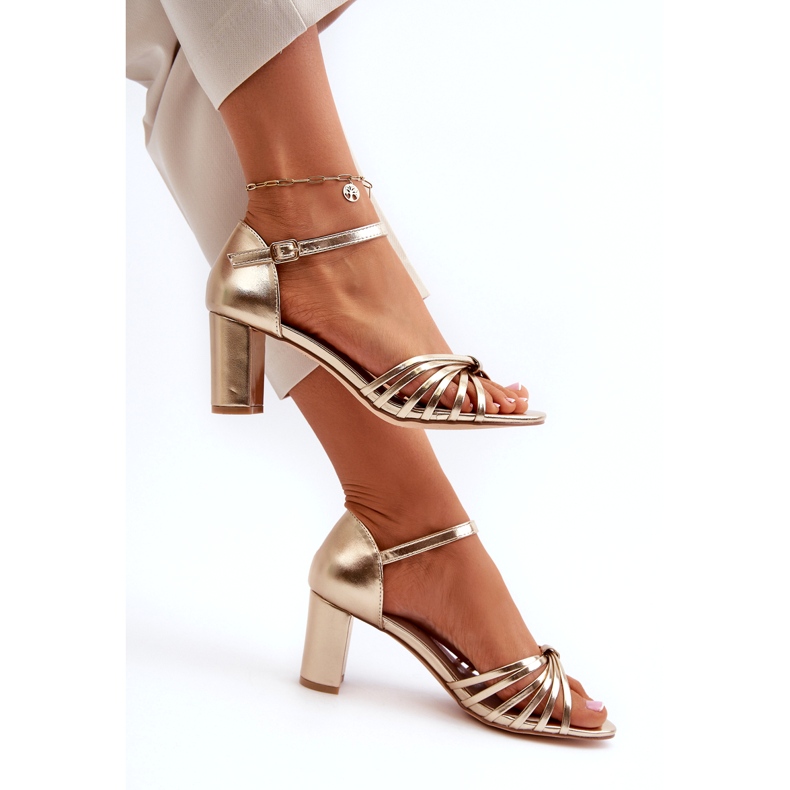 Evento Sandales à talons hauts Pyrrette dorées pour femmes d'or 1 Evento Sandales à talons hauts Pyrrette dorées pour femmes d'or 1