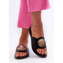 Tongs Femme Talon Plat Avec Décoration, Noir Rivashea le noir 7